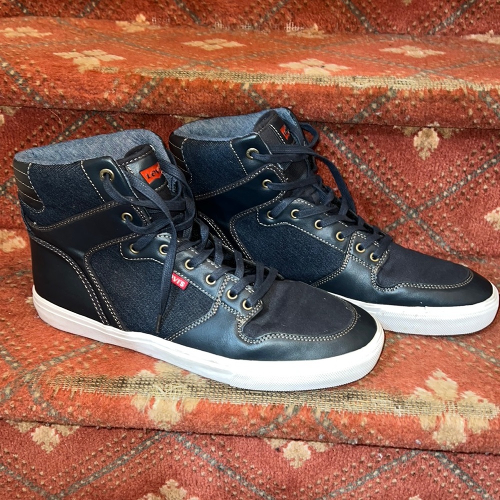 Size 13 men’s denim Levi high top sneakers